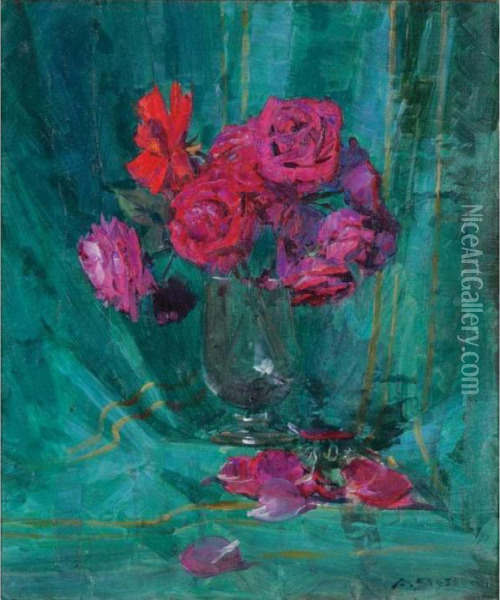 Roses Oil Painting - Arthur Ernest Streeton