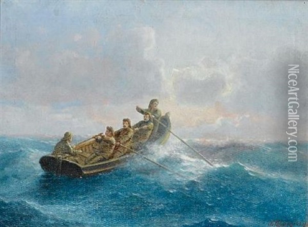 Riding The Waves Oil Painting - Emilios Prossalentis