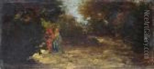 Personnage Dans La Foret Oil Painting - Adolphe Joseph Th. Monticelli