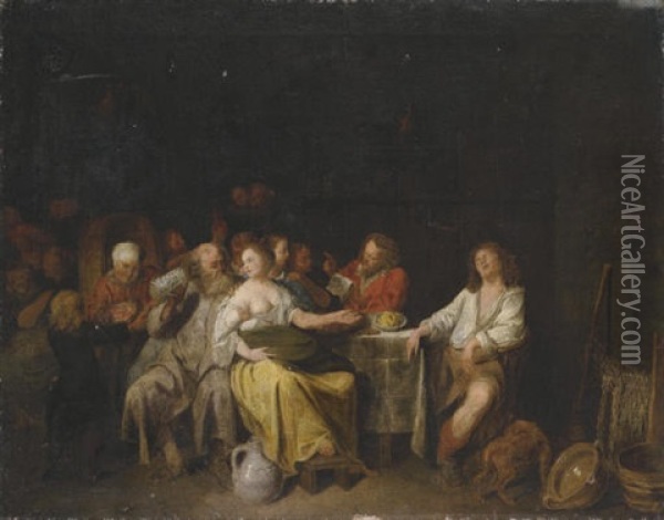 Peasants Merry Making In A Tavern Oil Painting - David Ryckaert III