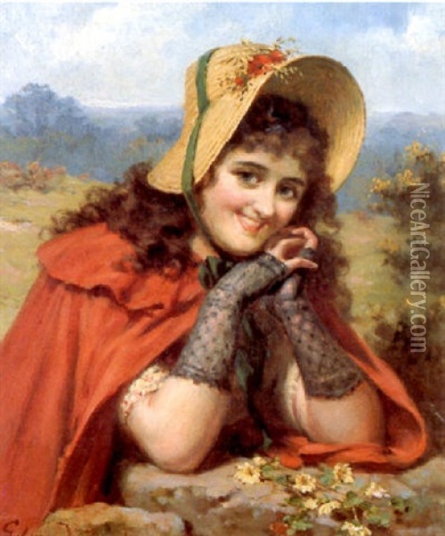 There's Many A Wile Lies Hid In The Smile Oil Painting - Edwin Thomas Roberts