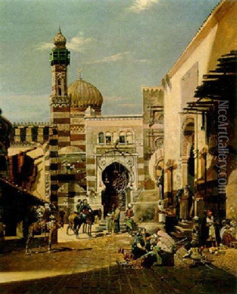 The Arabian Courtyard Oil Painting - Robert Alott