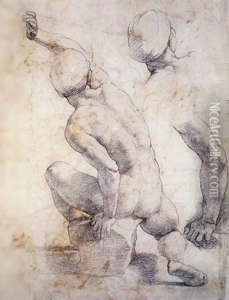 Study of a Seated Figure for a Resurrection Oil Painting - Raphael