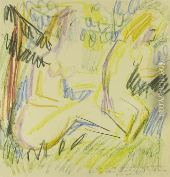 Zwei Weibliche Akte Im Wald Oil Painting - Ernst Ludwig Kirchner