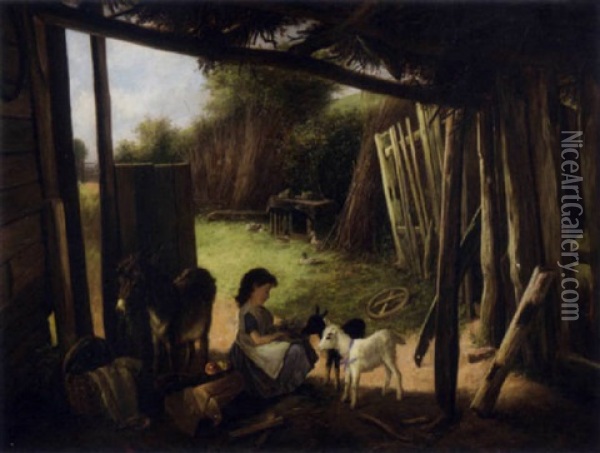 Feeding Time Oil Painting - Charles Hunt the Younger