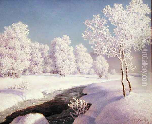 Winter Morning - Engadine Oil Painting - Ivan Fedorovich Choultse