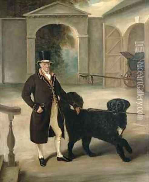 Coachman with Newfoundland dog Oil Painting - John Snr Ferneley