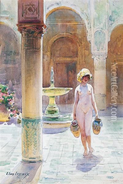 Ingenue Porteused'eau Oil Painting - Ernest Louis Lessieux