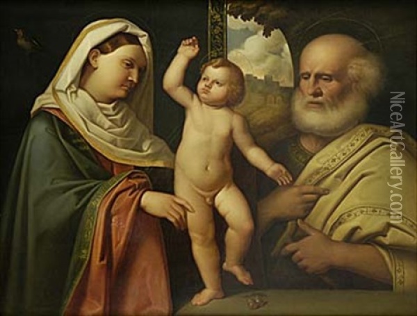 Heliga Familjen Oil Painting - Giovanni Bellini