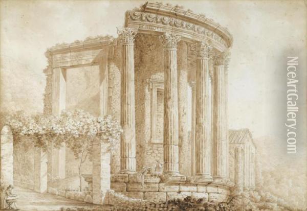 The Temple Of The Sybil, Tivoli Oil Painting - Franz Keiserman