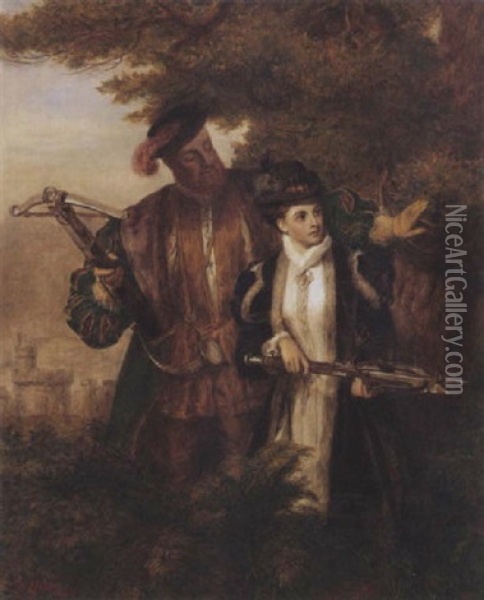 Kinh Henry Ans Anne Boleyn Deer Shooting In Windsor Forest Oil Painting - William Powell Frith