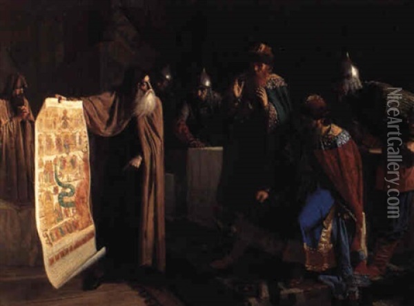 Grand Prince Vladimir Receiving Instructions On Christianity Oil Painting - Grigori Grigorievich Miasoyedov