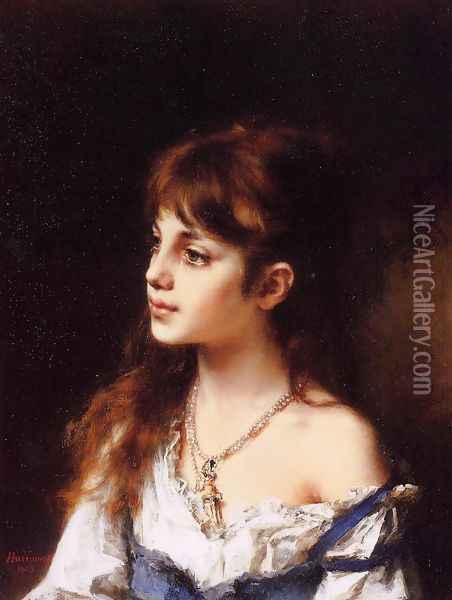 The Young Model Oil Painting - Alexei Alexeivich Harlamoff