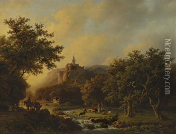 Castle Oil Painting - Barend Cornelis Koekkoek