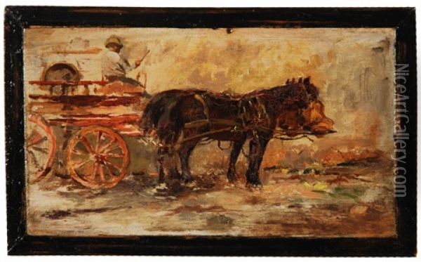 Carretto Con Cavallo Oil Painting - Giuseppe de Nittis