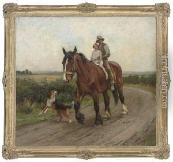 Riding With Grandfather Oil Painting - Wright Barker