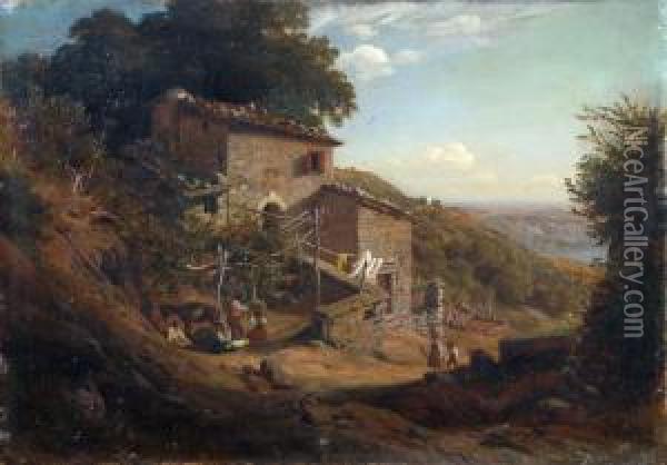 Italienischelandschaft Mit Bauernhaus Oil Painting - Carl Muller
