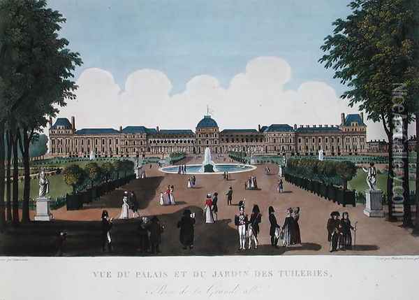 The Tuileries and the Tuileries Gardens, c.1815-20 Oil Painting - Henri Courvoisier-Voisin