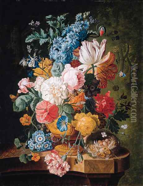 Flowers Oil Painting - Johan Christiaan Roedig