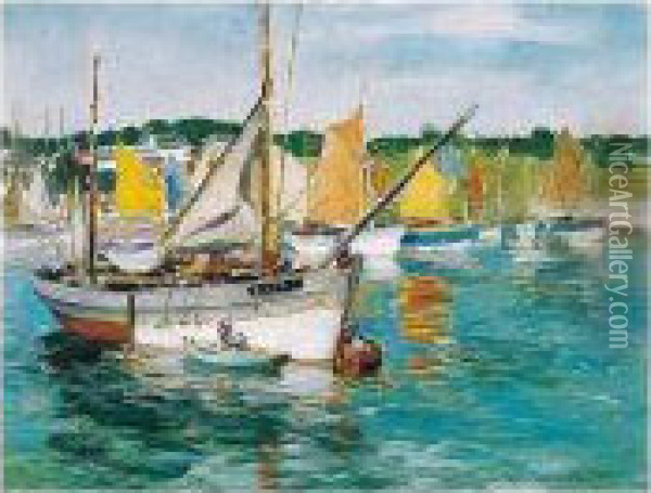 Concarneau Boats Oil Painting - William Mason Brown