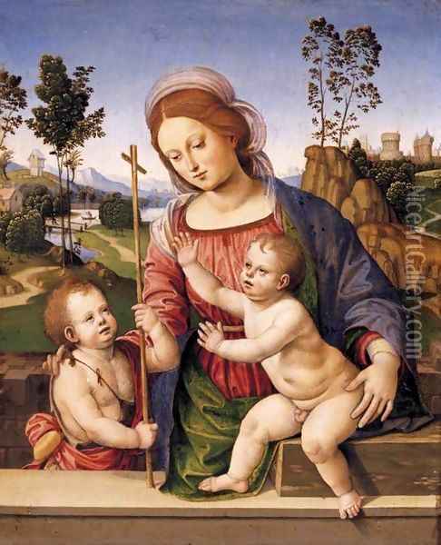 Madonna and Child with the Infant St John the Baptist Oil Painting - Timoteo Viti