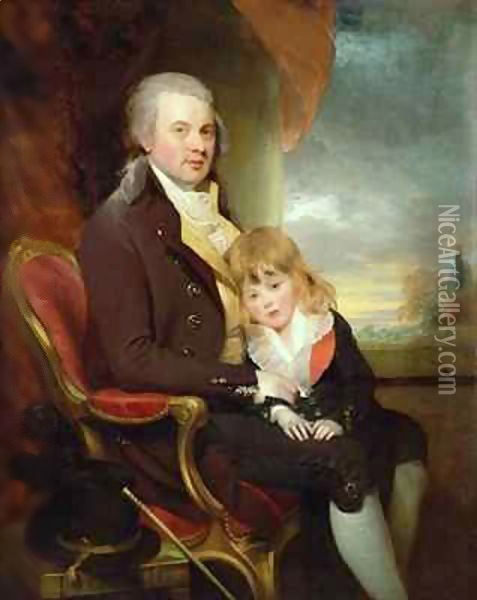 Edward George Lind and his Son, Montague Oil Painting - Sir William Beechey