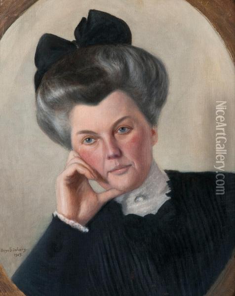 Portrait Of A Lady Oil Painting - Hugo Simberg