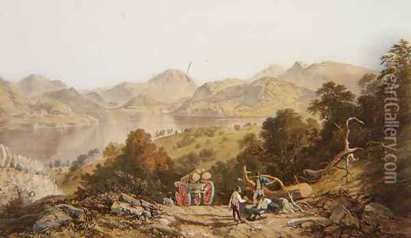 Ullswater, from The English Lake District, 1853 Oil Painting - James Baker Pyne