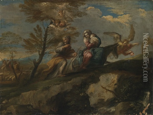 Rest On The Flight Into Egypt Oil Painting - Giovanni Battista Ranieri del Pace