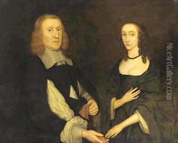 Double portrait of a lady and gentleman Oil Painting - English School