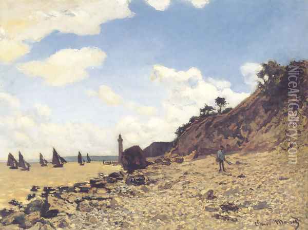 Beach at Honlfeux Oil Painting - Claude Oscar Monet