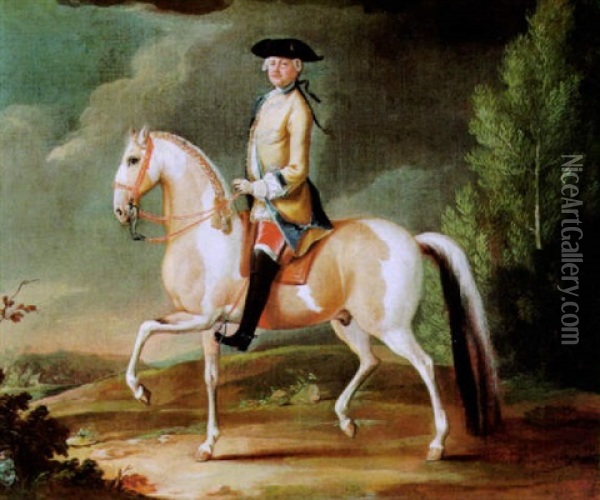 Ein Offizier Zu Pferd In Einer Bewaldeten Landschaft Oil Painting - Philipp Ferdinand de Hamilton
