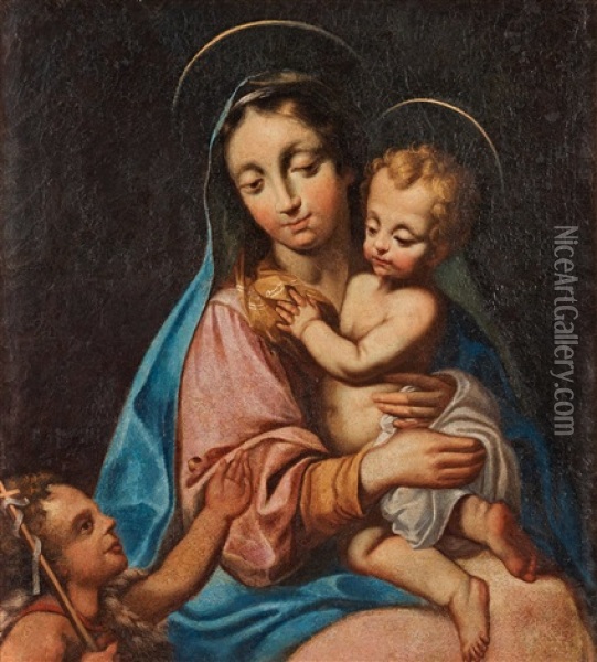 Virgin And Child With St Oil Painting - Giulio Cesare Procaccini