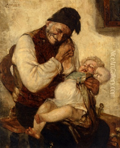 The Affectionate Grandfather Oil Painting - Georgios Jakobides