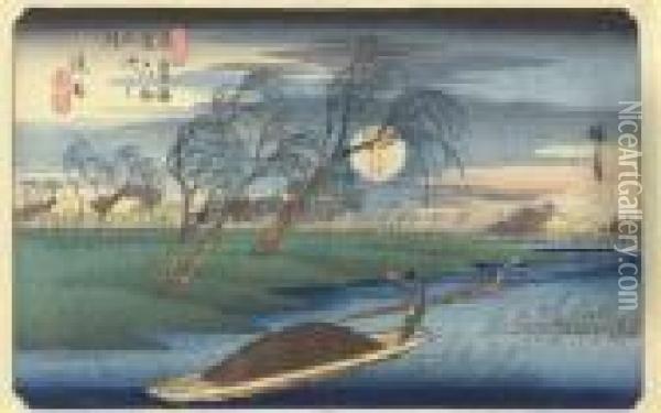 The Sixty-nine Stations Of The Kisokaido Oil Painting - Utagawa or Ando Hiroshige