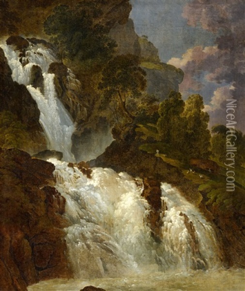 The Reichenbachfall Oil Painting - Heinrich Rieter