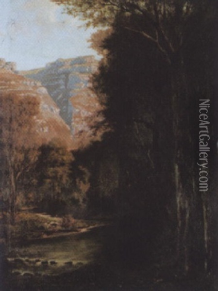 Bewaldete Flusslandschaft Oil Painting - Charles Sauerlander