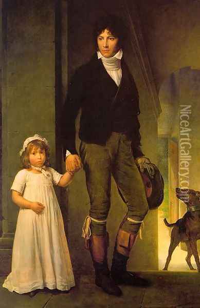 Jean-Baptiste Isabey and his Daughter Oil Painting - Baron Francois Gerard