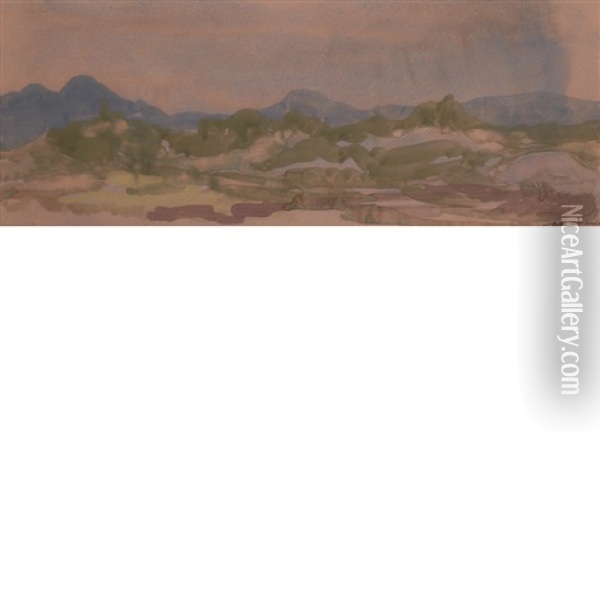 Italian Landscape, Mauve Oil Painting - Arthur B. Davies