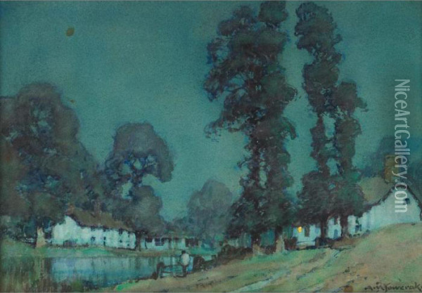 Moonlight, Devonshire Oil Painting - Albert Moulton Foweraker