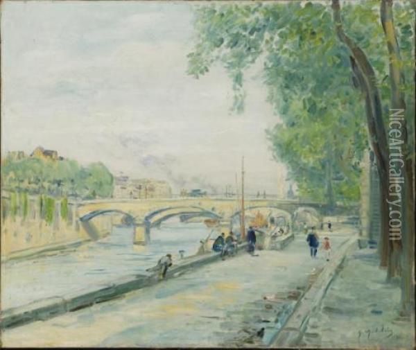 Bord De Seine Oil Painting - Gustave Madelain