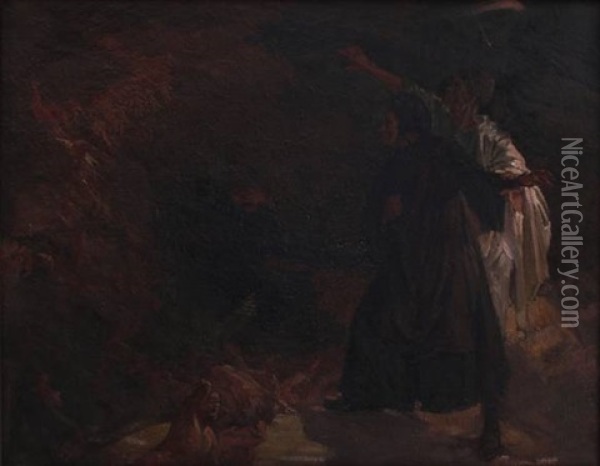 Vergilius Toont Dante Het Voorportaal Der Hel Oil Painting - Hendricus Fredericus de Grys