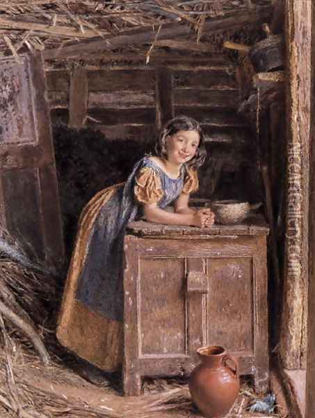 A Rustic Beauty Oil Painting - William Henry Hunt