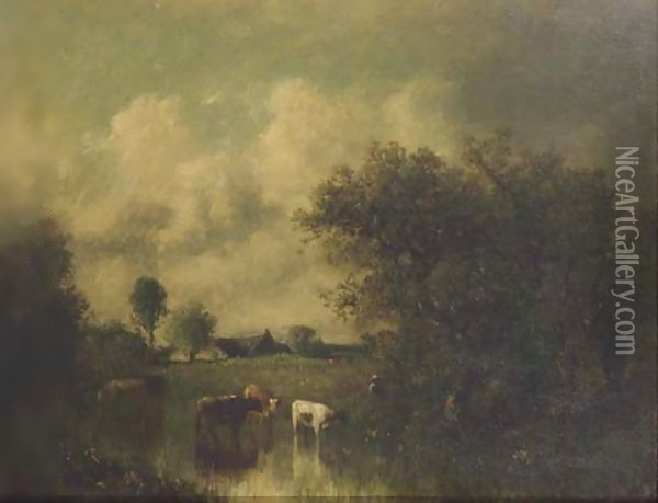 Vaches au bord de l'eau Oil Painting - Jules Dupre