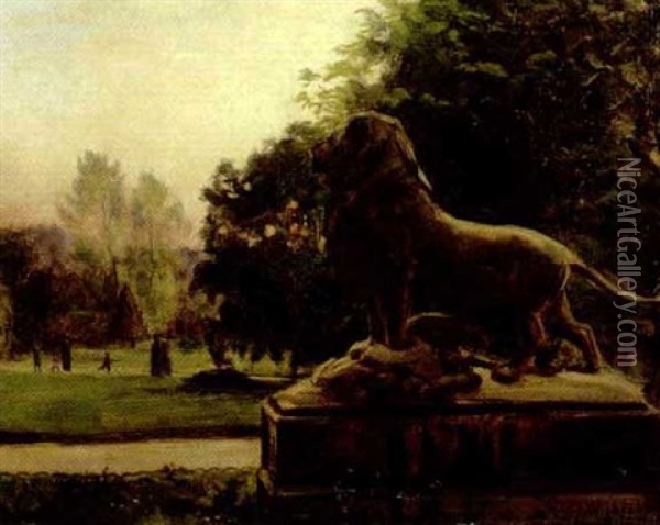 Le Lion De Luxembourg Oil Painting - Robert J. Wickenden