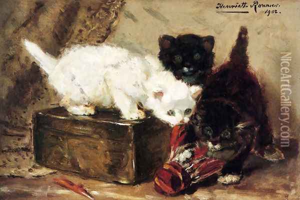 Kittens At Play Oil Painting - Henriette Ronner-Knip