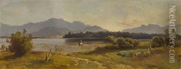 Am Ufer Des Chiemsees (breitbrunn) Oil Painting - Adolf Heinrich Lier