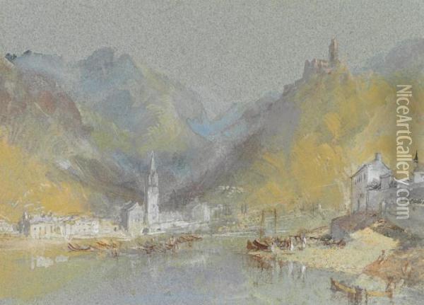 On The Mosel: Bernkastel, Kues And The Landshut, Germany Oil Painting - Joseph Mallord William Turner