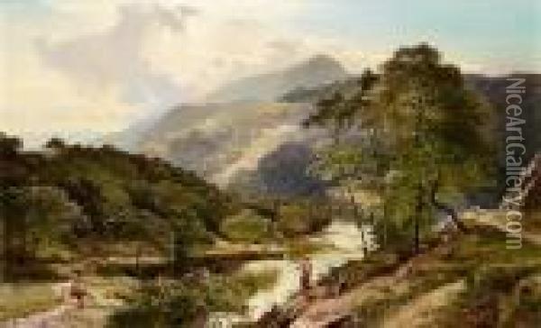 In The Valley Of The Glaslyn, Wales Oil Painting - Sidney Richard Percy