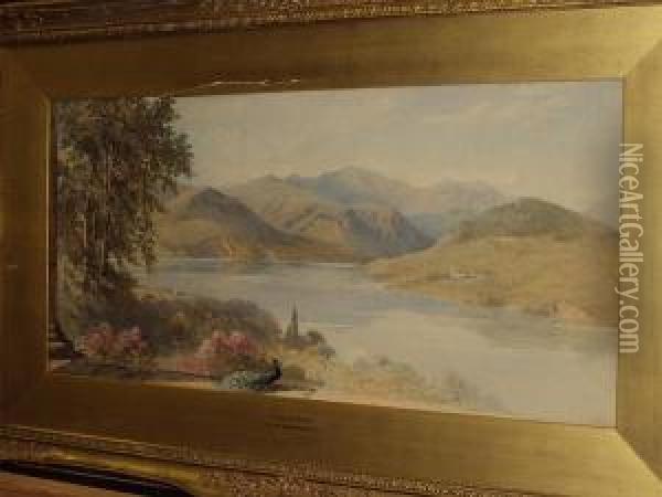 'lago D'orta, North Italy' Oil Painting - Edward W. Robinson